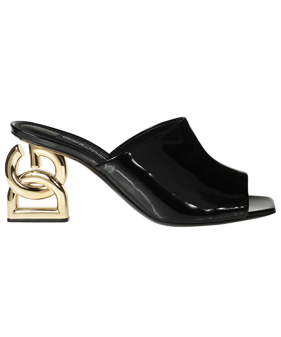 Dolce & Gabbana Keira 75 Dg Pop Heel Patent Leather Mules In Black