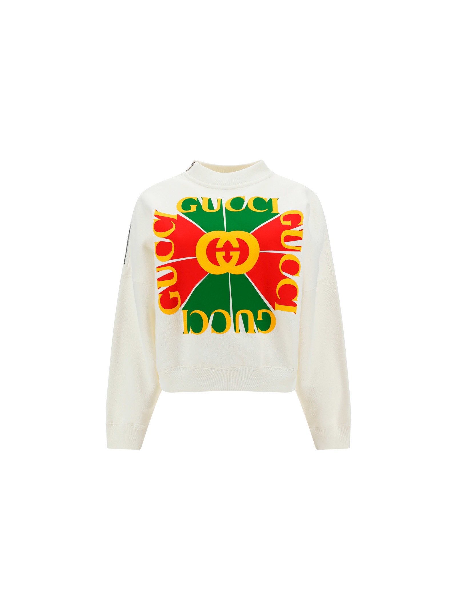 Gucci Logo Printed Mockneck Cotton Sweatshirt In Sunlight/mc