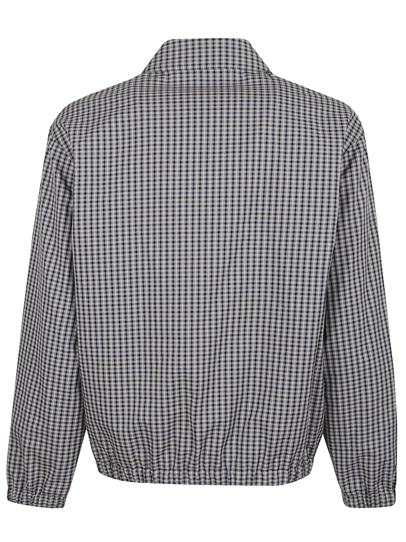 Shop Maison Kitsuné Elasticated Zipped Blouson In Slate Grey Check