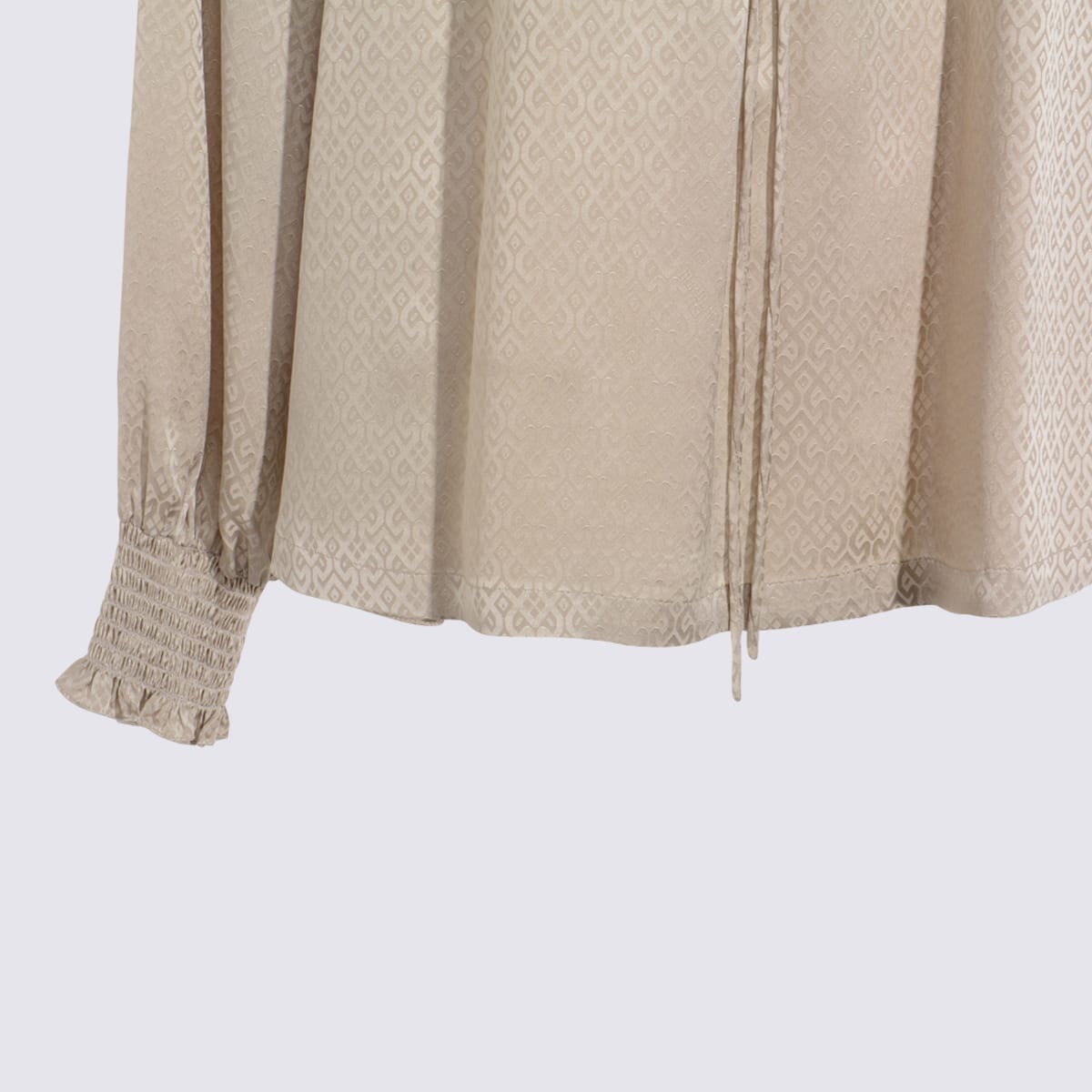 Burberry High Neck Long Sleeve Top With Ruffle In Brown