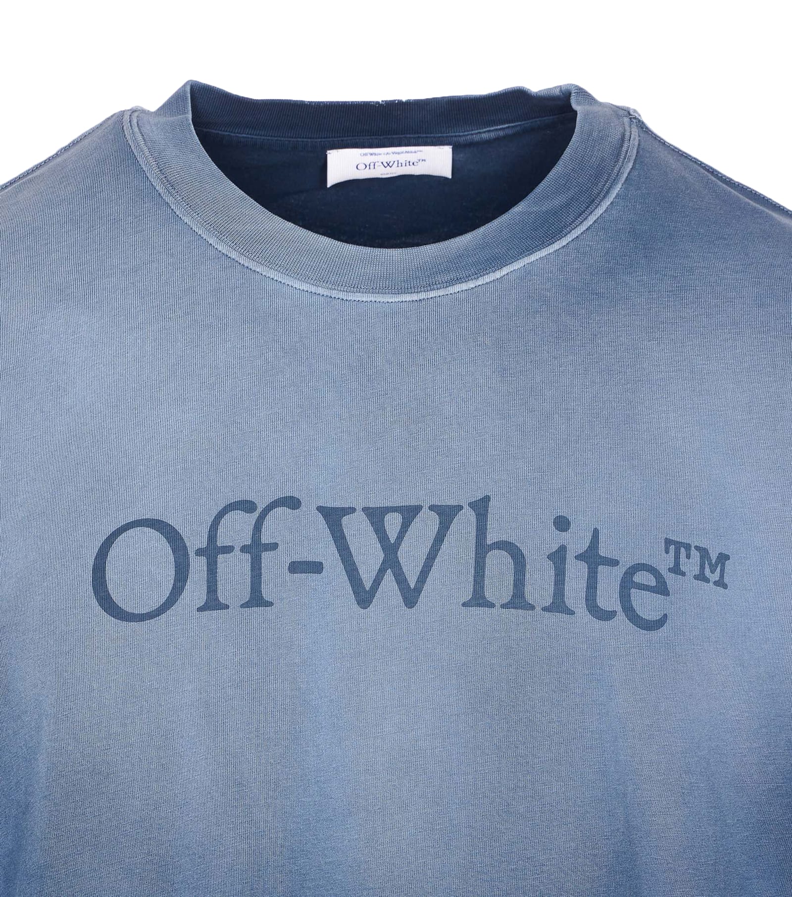 Off-white Vintage Round Neck Short Sleeve T-shirt In Blue