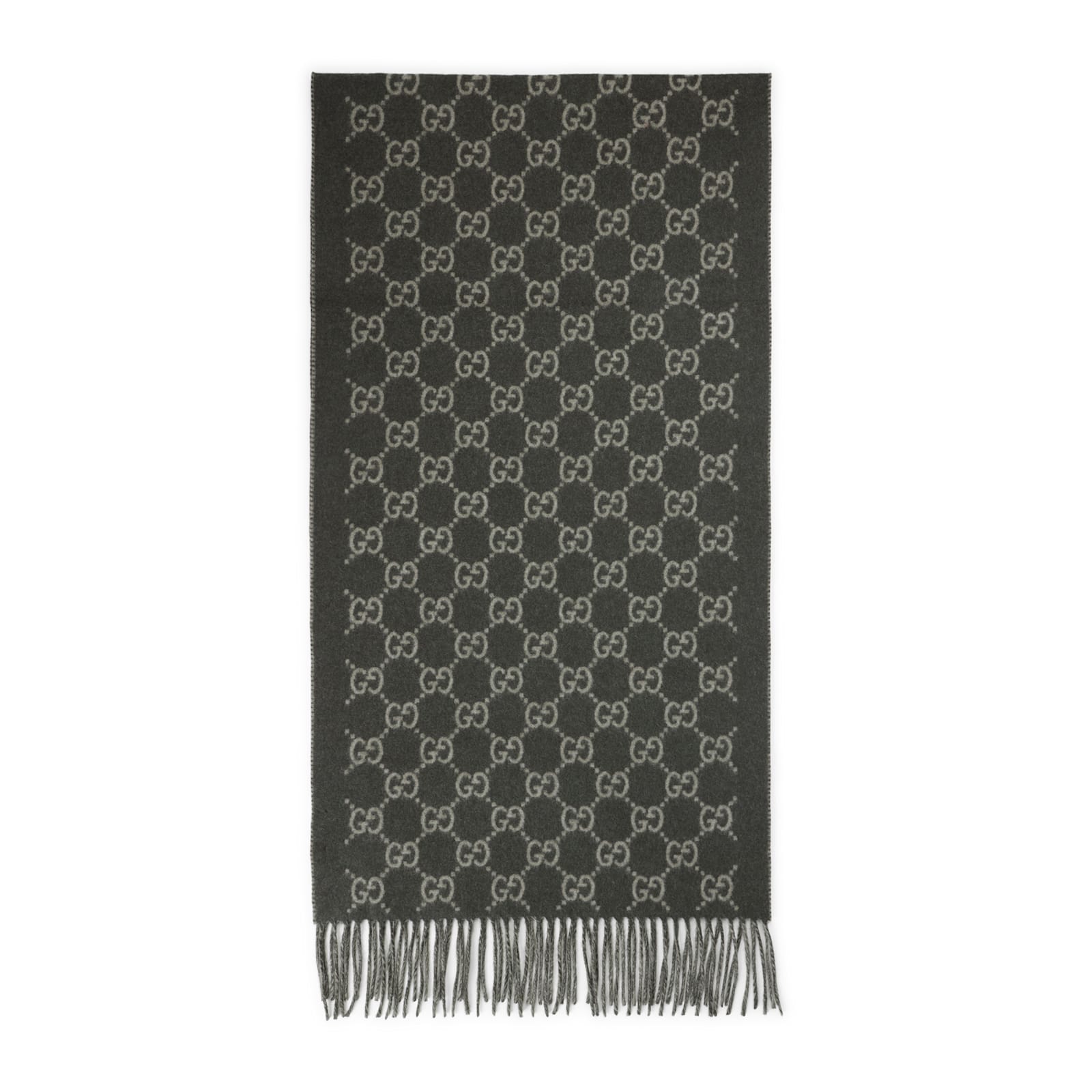Gucci New Canvas Scarf Fringe Detailing In Black