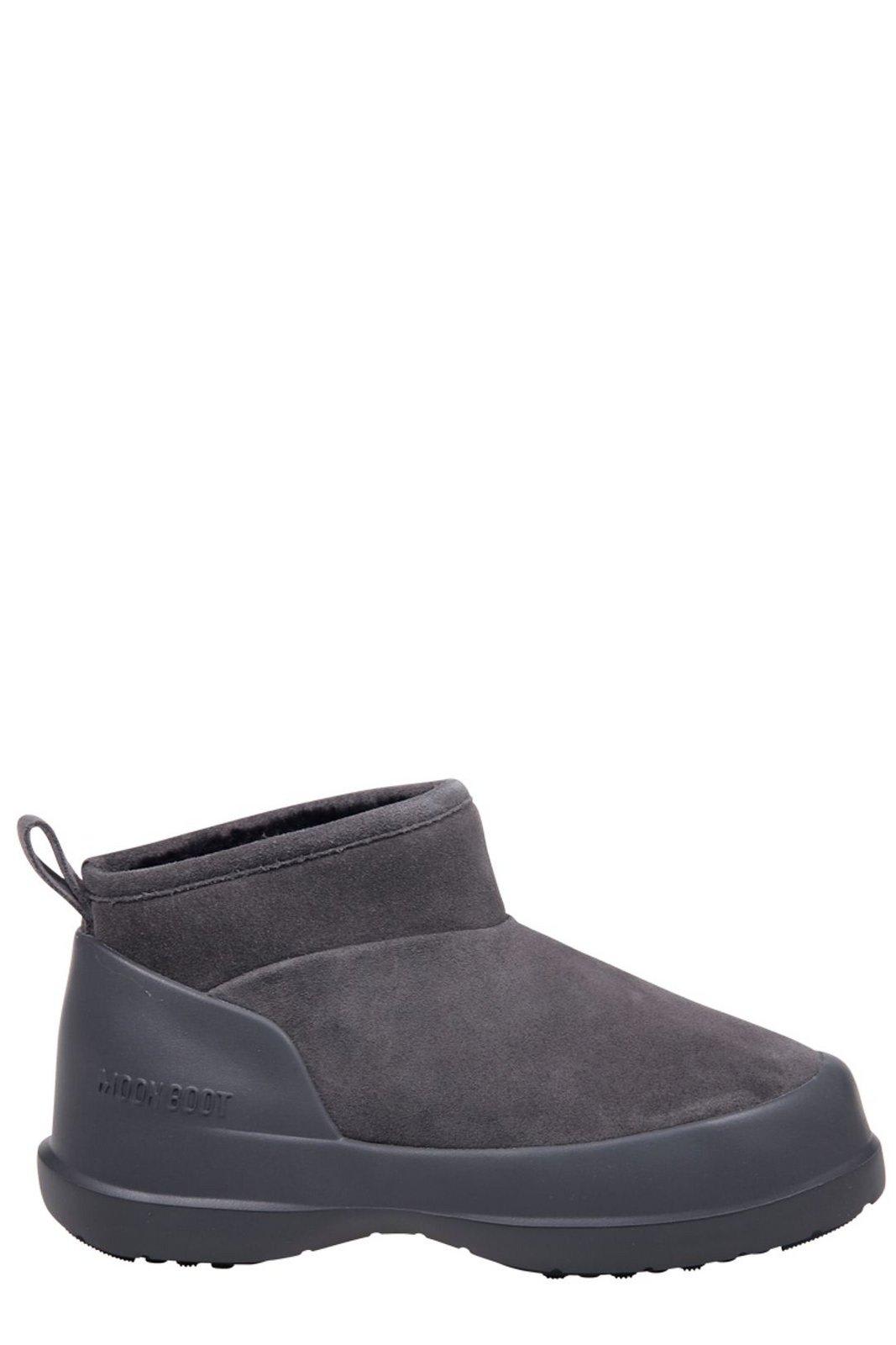 Shop Moon Boot Luna Logo Debossed Slip-on Boots In Grey