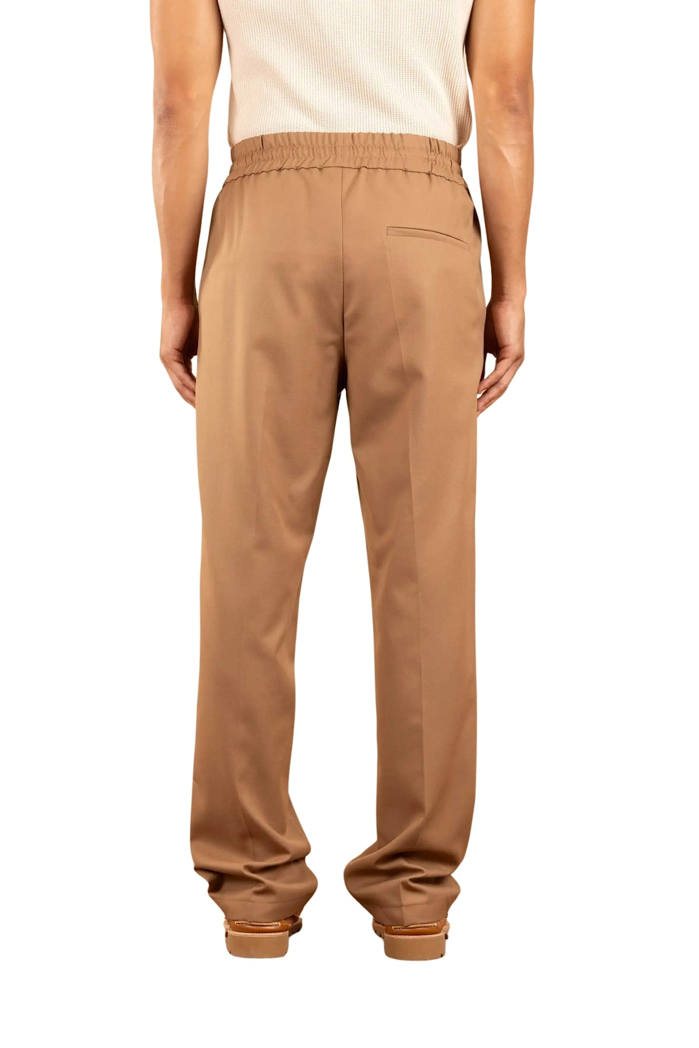 Drôle De Monsieur 'le Pantalon Droit' Brown Pants With Elastic Drawstring Waist In Ibn Ice Brown