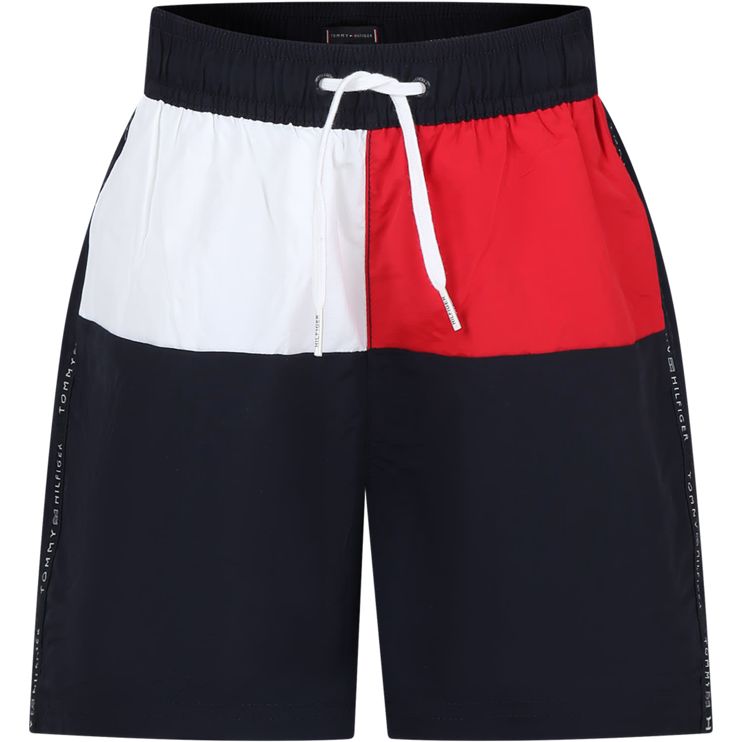 Shop Tommy Hilfiger Blue Swim Shorts For Boy With Logo