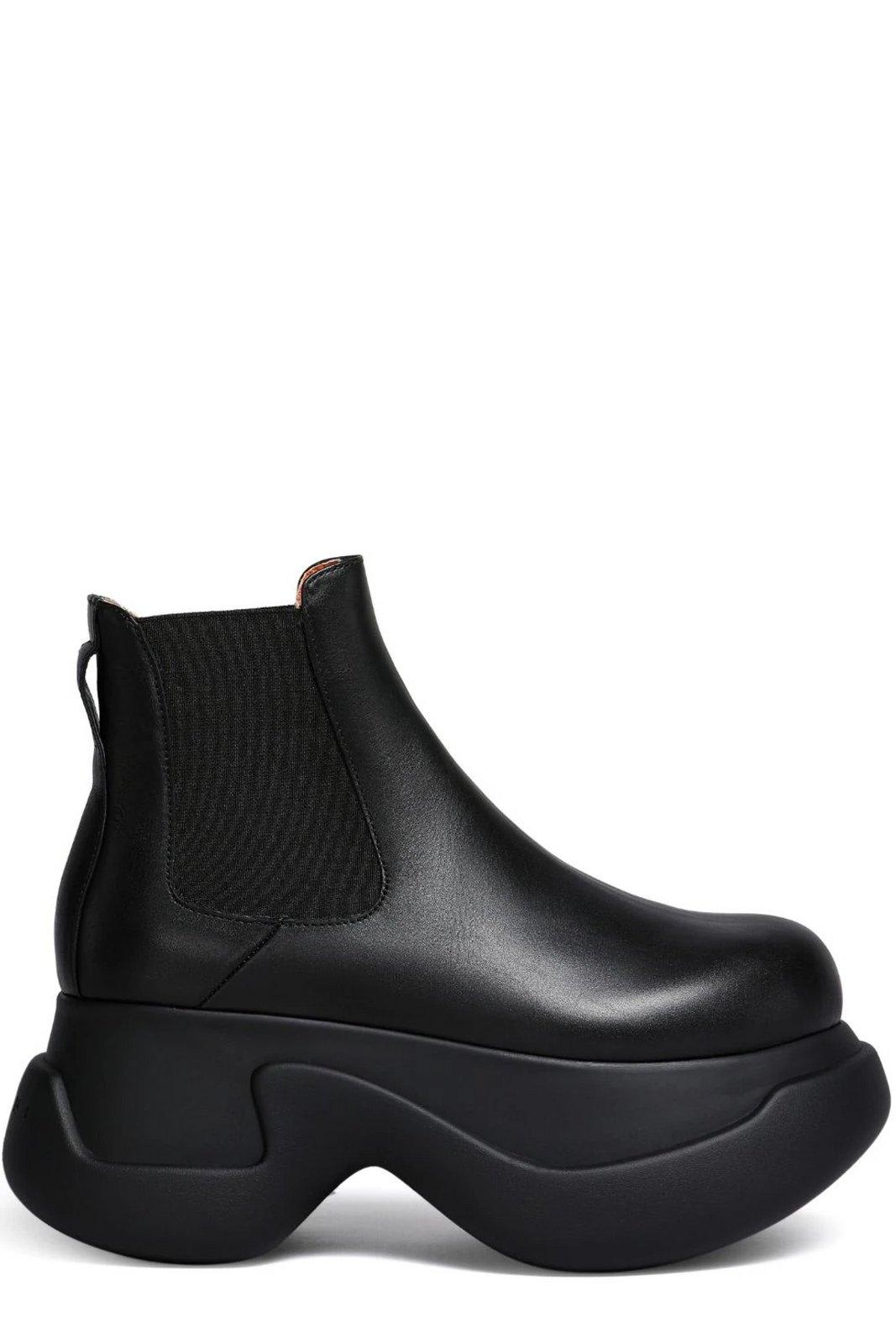Marni Round-toe Slip-on Ankle Boots In Nero