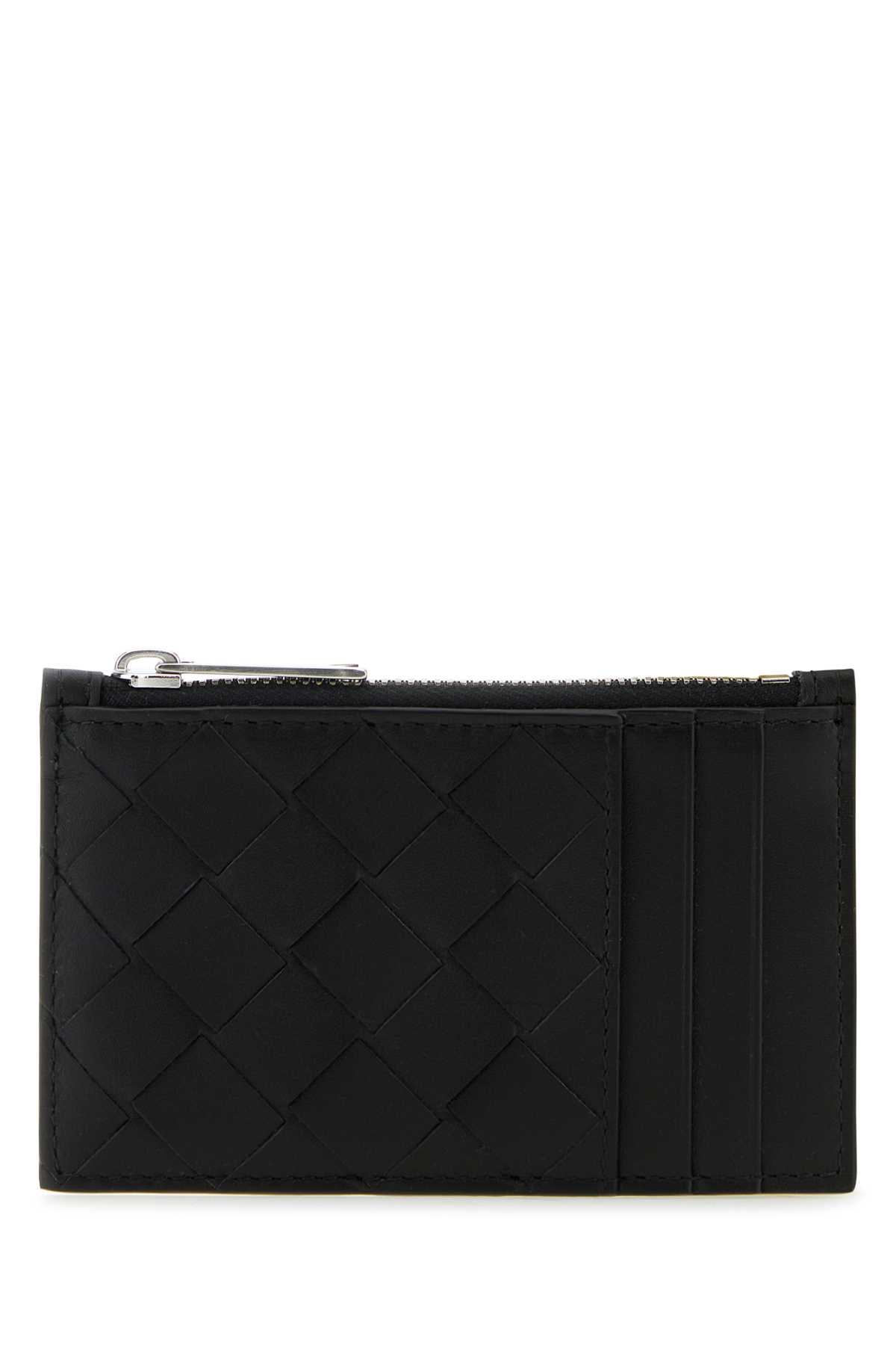 Shop Bottega Veneta Black Leather Card Holder In Blacksilver
