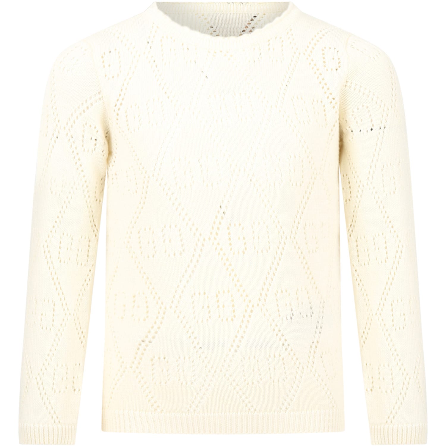 Gucci Ivory Sweater For Girl With Double Gg