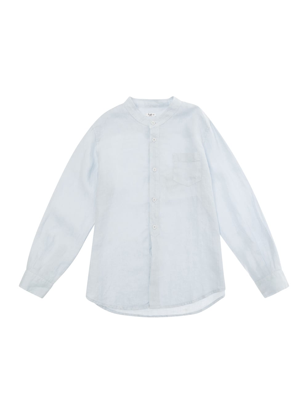 Shop Il Gufo Light Blue Collarless Shirt In Linen Boy