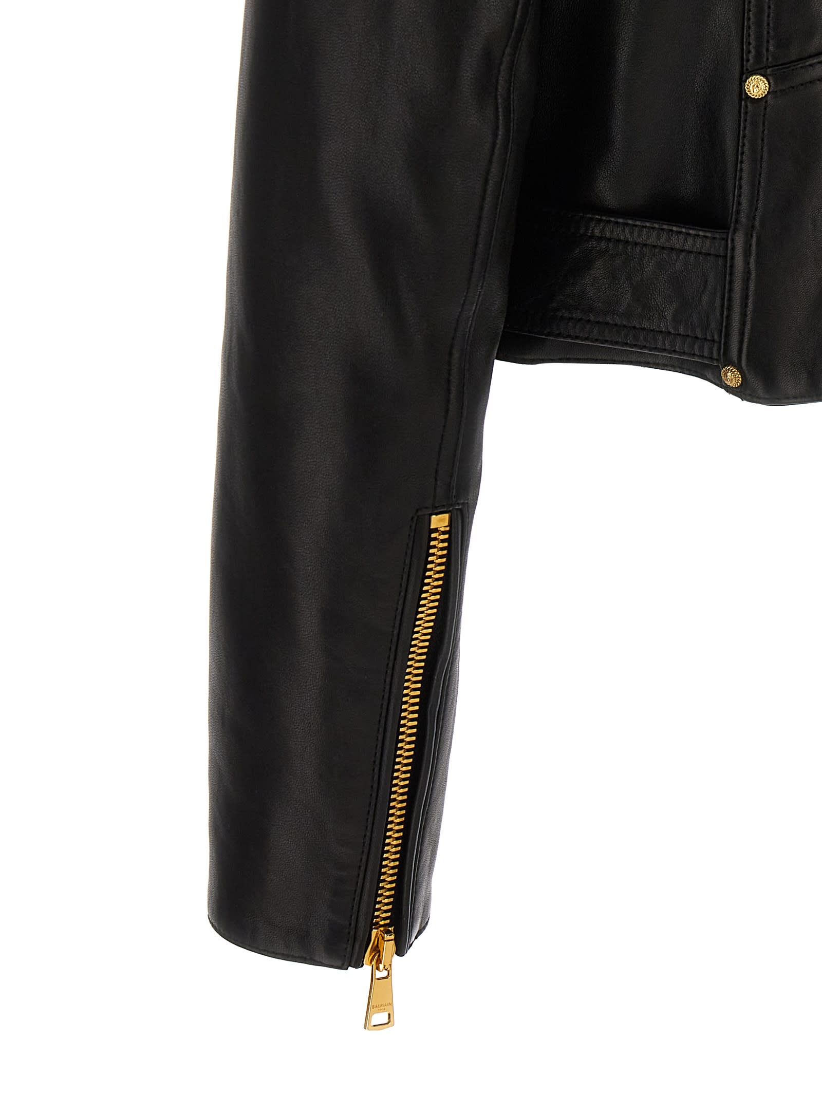 Shop Balmain Biker Jacket In Black