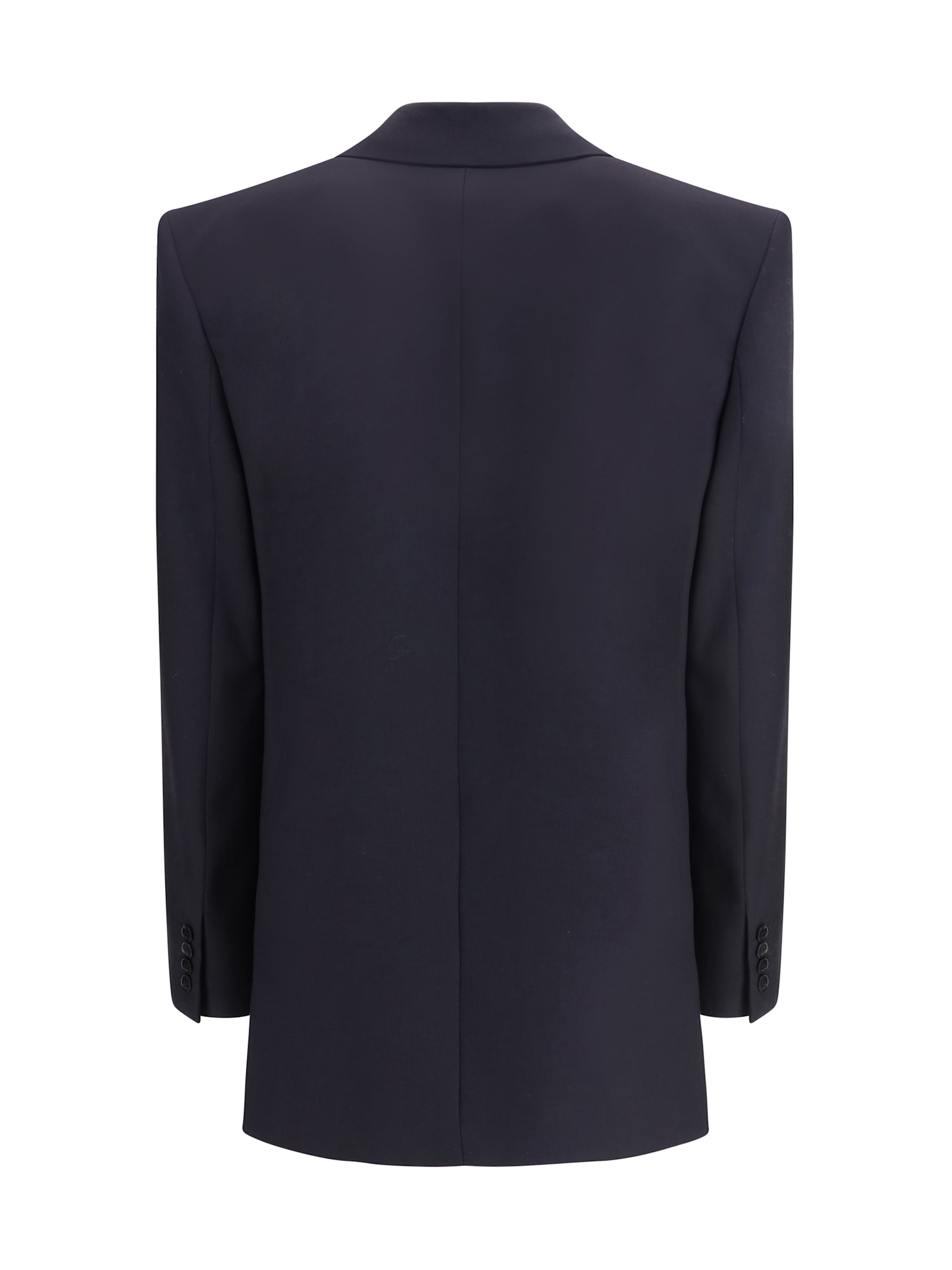 Saint Laurent Long Wool-gabardine Blazer In Blue