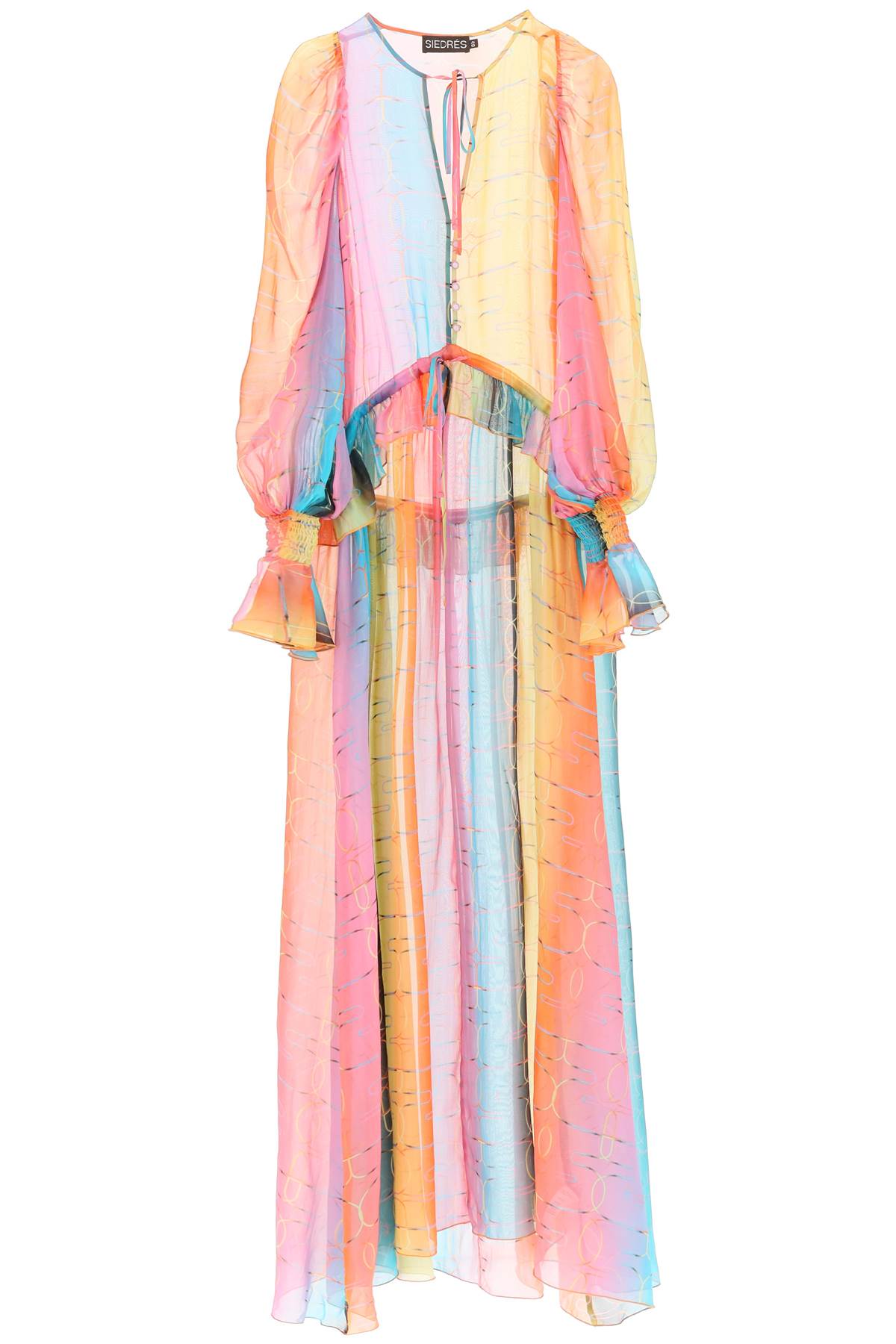 Shop Siedres Alora Long Silk Chiffon Dress In Multi