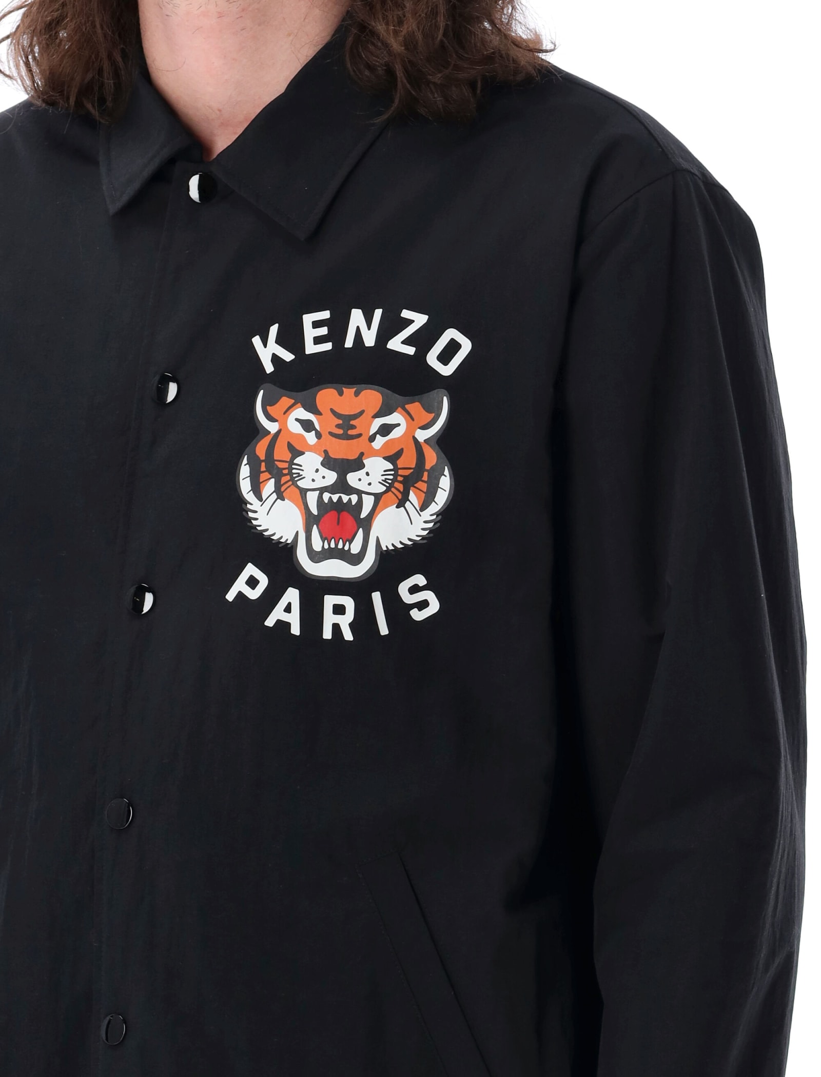 Shop Kenzo Lucky Tiger Coach Jacket In Black