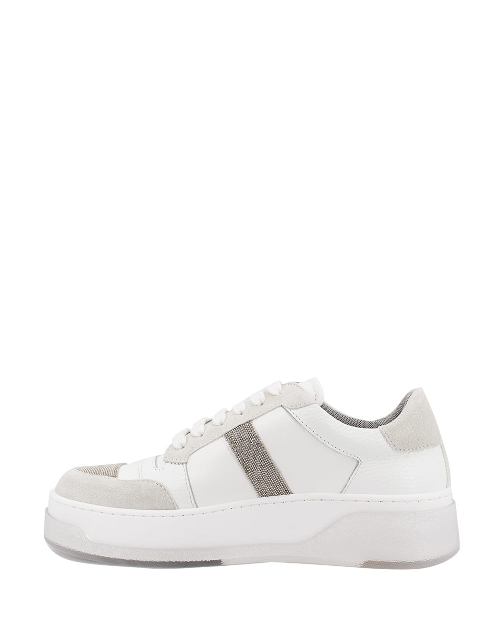 Fabiana Filippi Leather Sneakers In Bianco