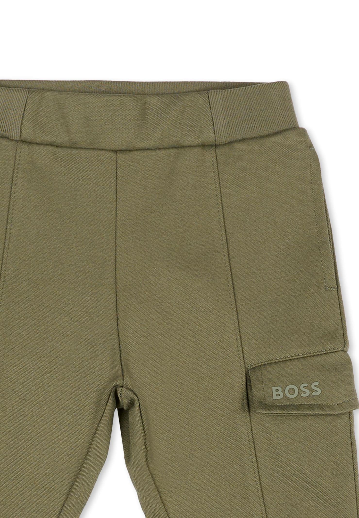 Hugo Boss Green Trousers For Baby Boy With Logo In Green