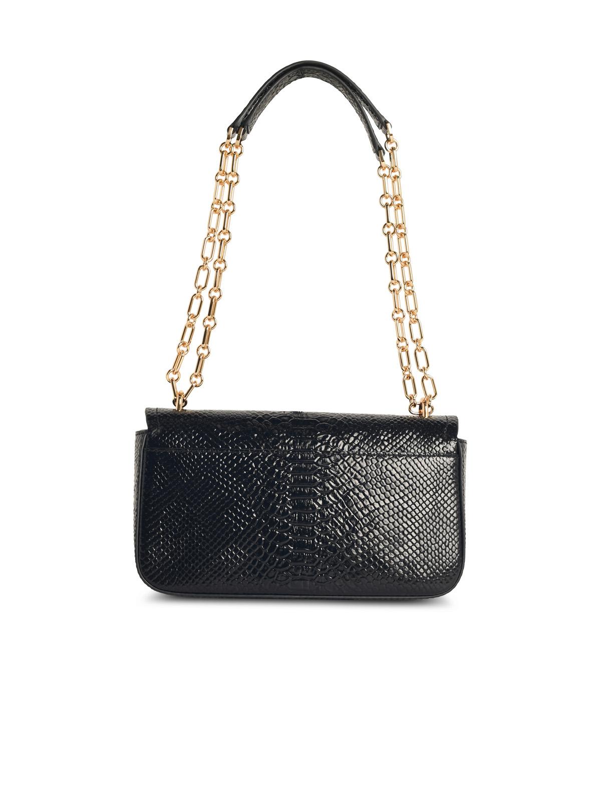 Michael Michael Kors Tribeca Black Snake Print Leather Shoulder Bag In Black