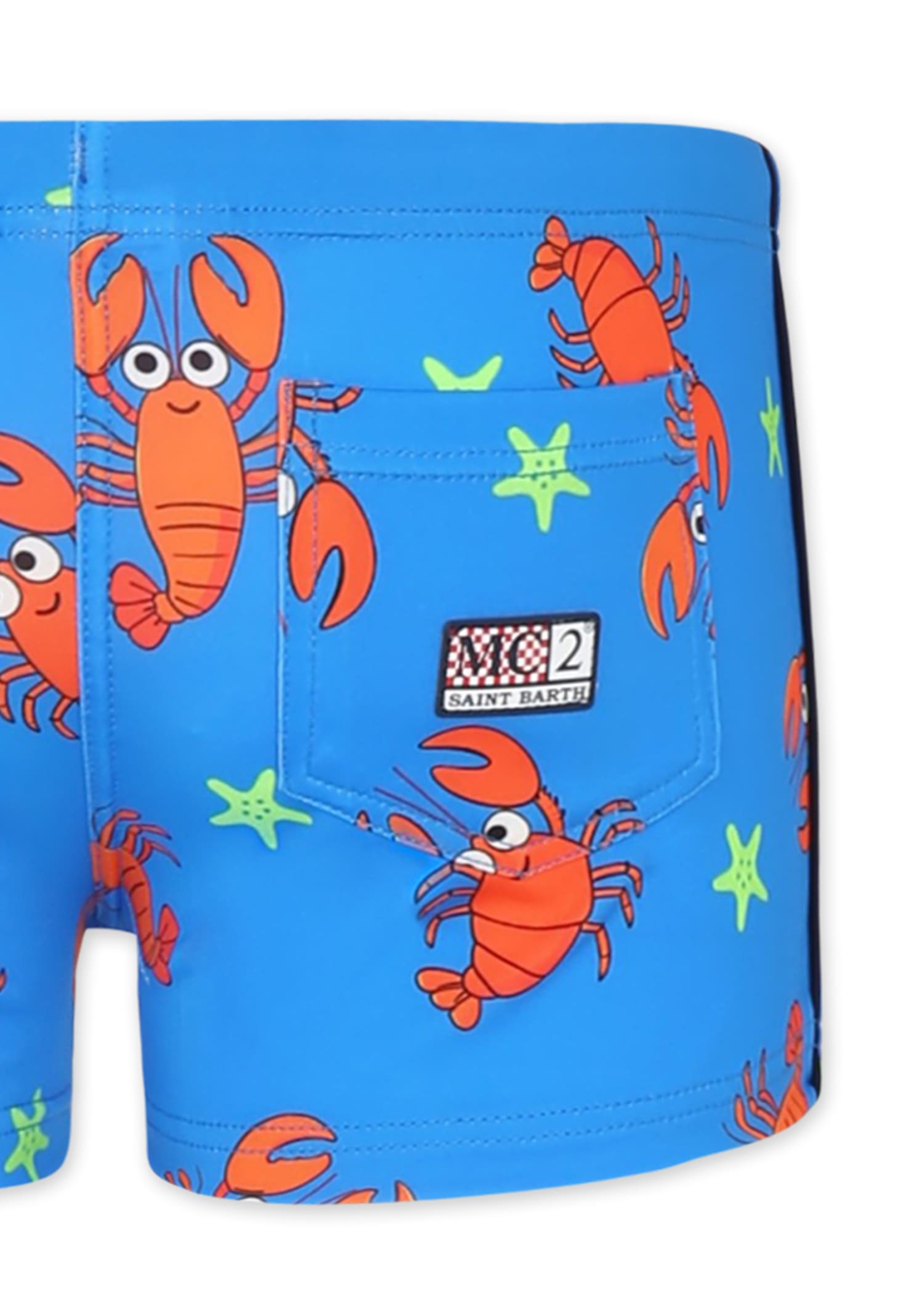 Mc2 Saint Barth Light Blue Swim Short For Boy With Lobster In Light Blue