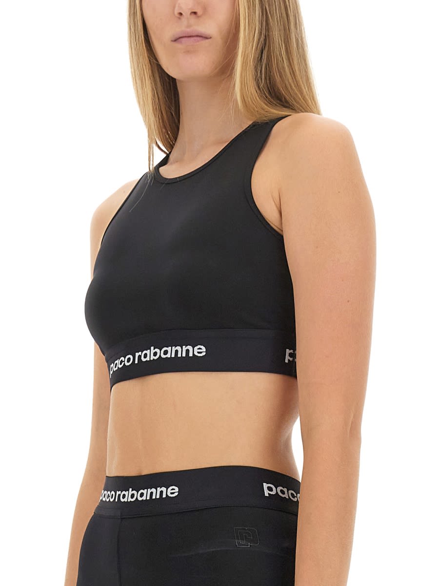 Shop Rabanne Tops With Logo In Black