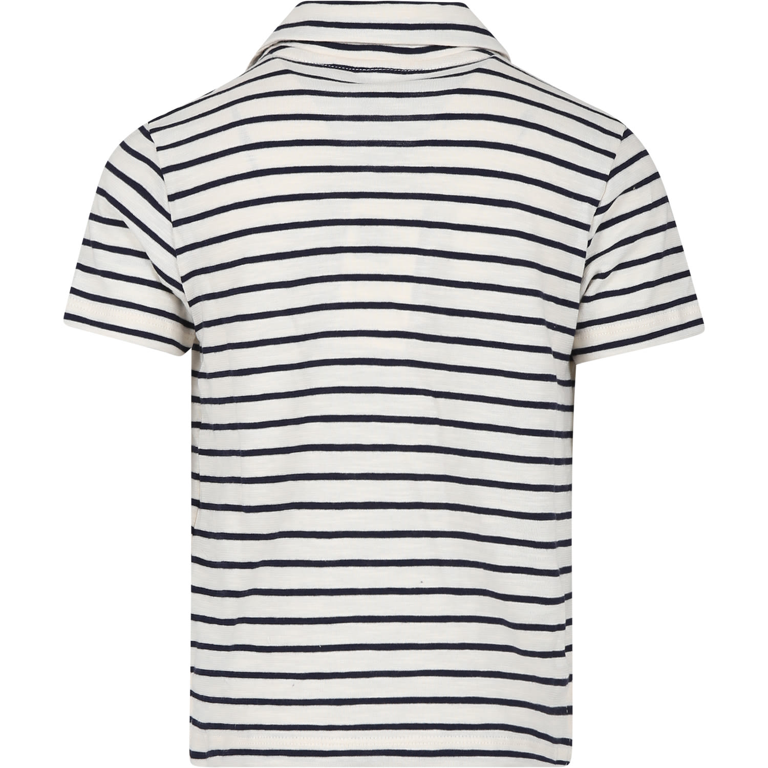 Shop Petit Bateau White Polo Shirt For Boy With Stripes