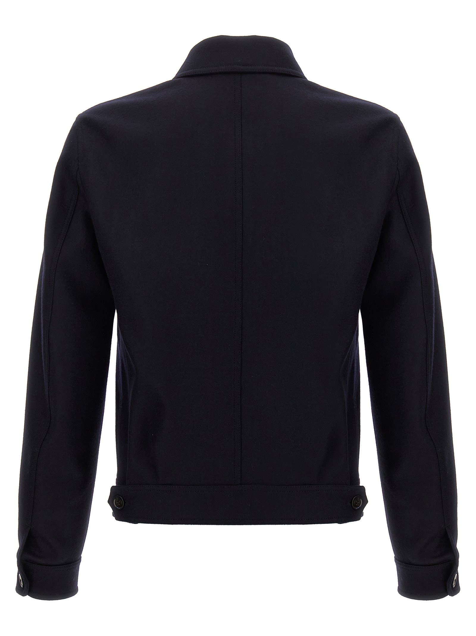 Shop Tom Ford Light Melton Officer Jacket In Blue