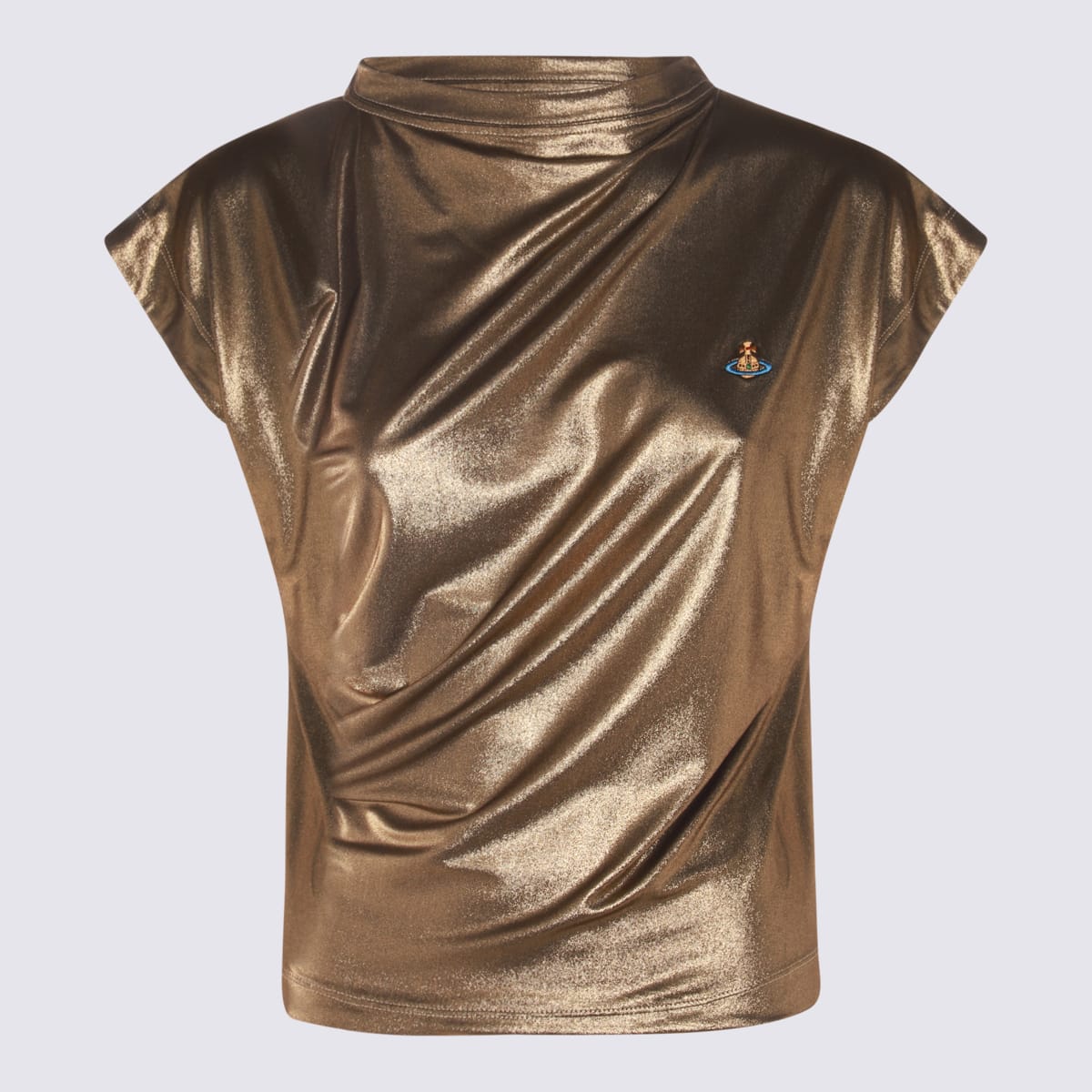 Shop Vivienne Westwood Gold Viscose Top In Golden