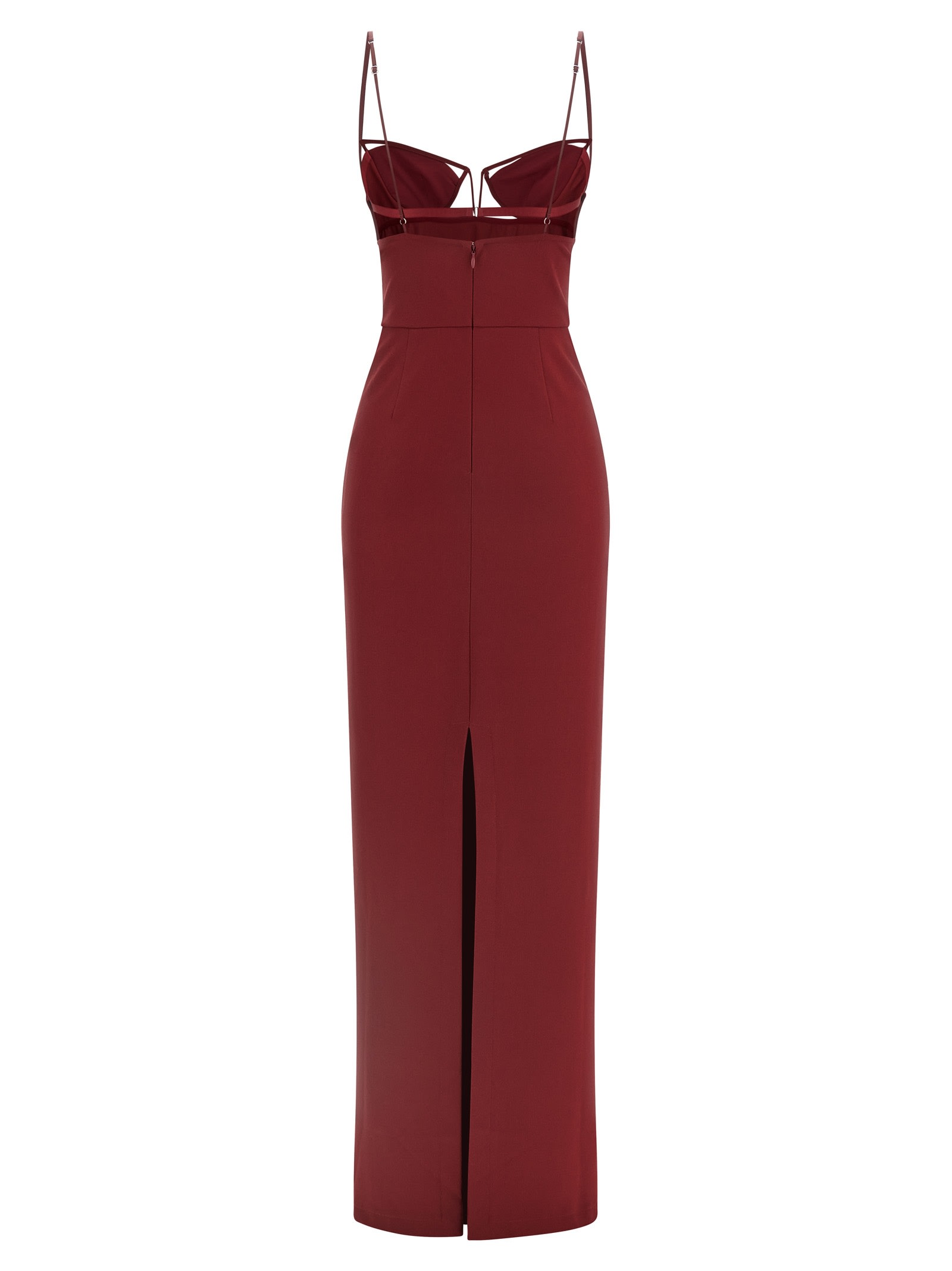 Nensi Dojaka Womens Burgundy V-wire Bra Woven Maxi Dress In Burgundy