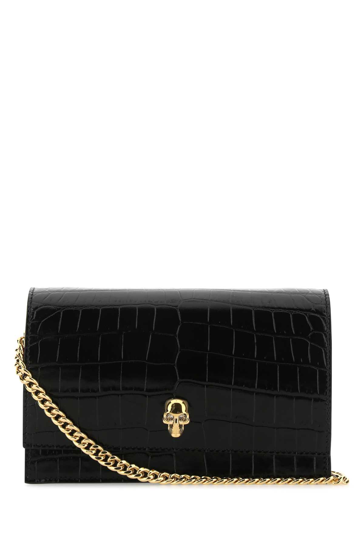 Shop Alexander Mcqueen Black Leather Small Skull Clutch