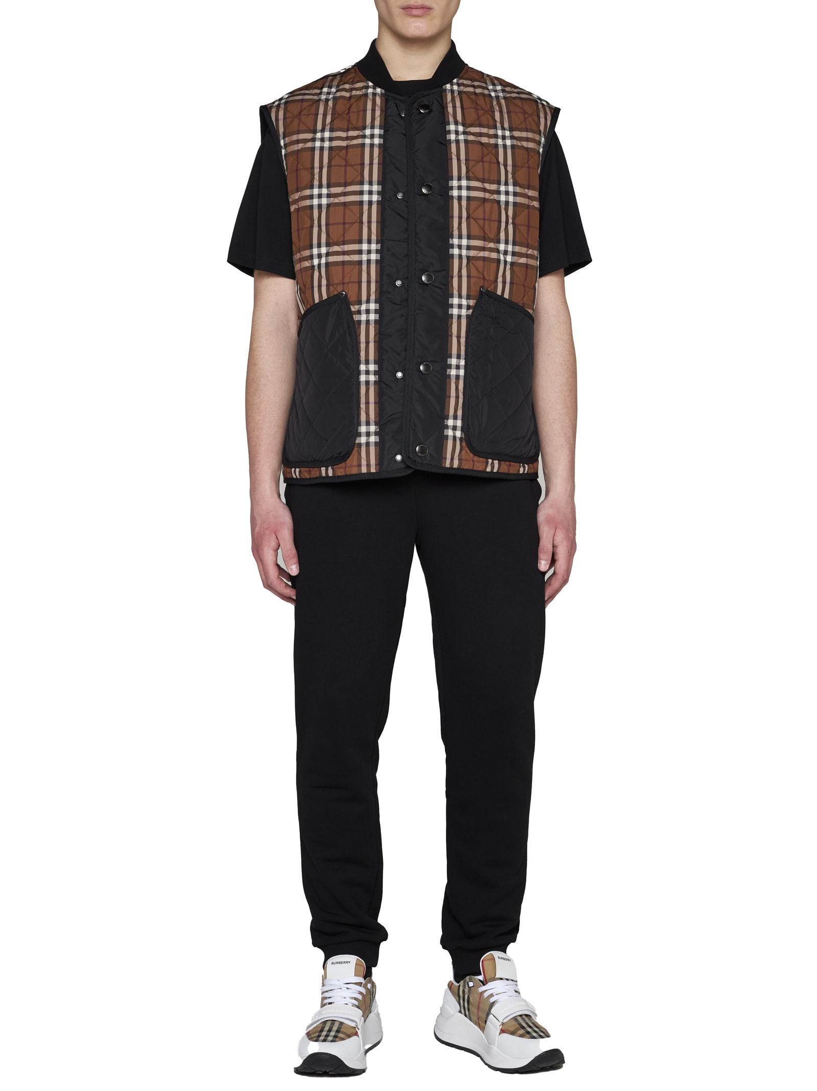 Burberry Vintage Check-print Panel Vest In Dark Birch Brown Chk