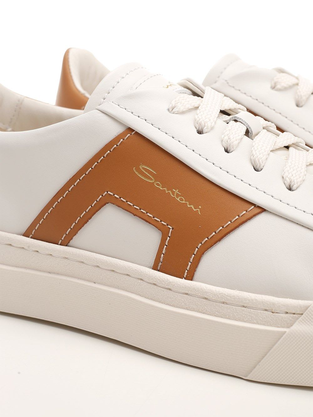 Shop Santoni Double Buckle Sneakers In White