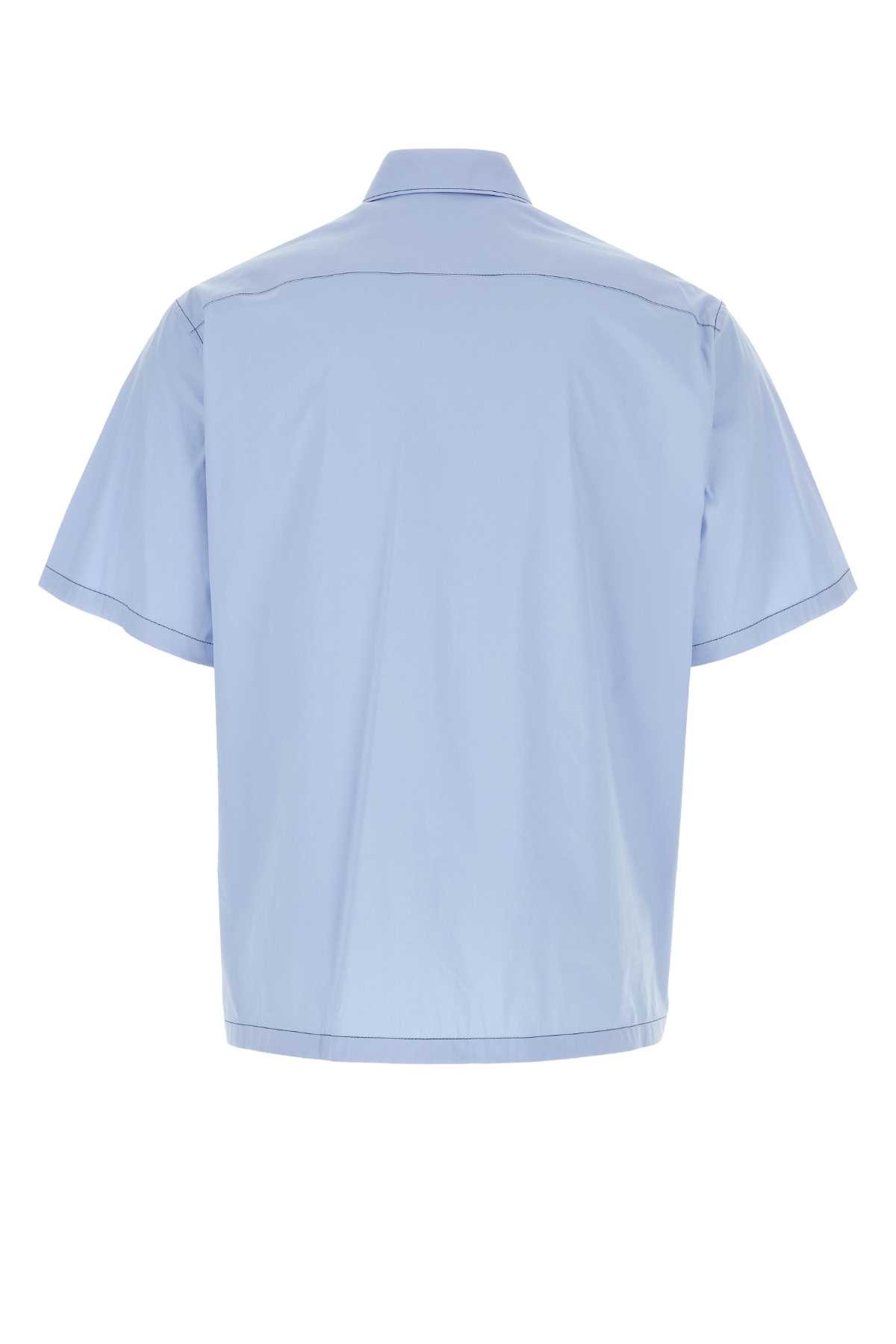Shop Prada Light Blue Stretch Poplin Shirt In Cielo
