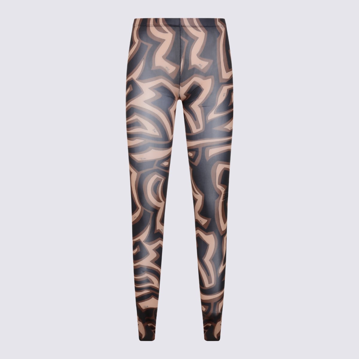 Pucci Sheer Abstract Patterned Hosiery With Elastic Waistband In Black