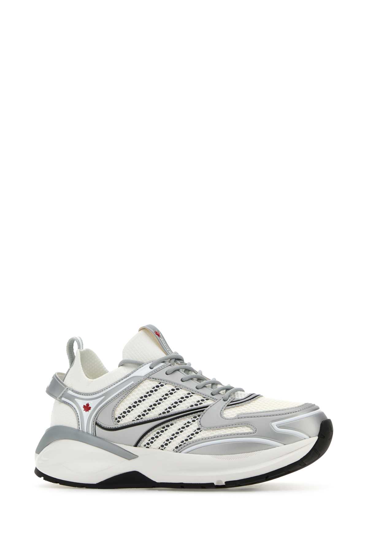 Shop Dsquared2 Multicolor Fabric, Mesh And Rubber Dash Sneakers In White