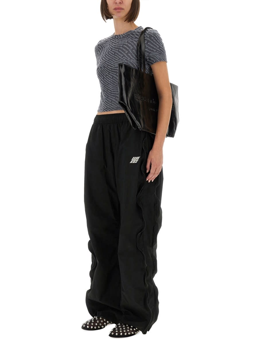 Alexander Wang T T By Alexander Wang Fitted T-shirt With All-over Logo Print In Gray