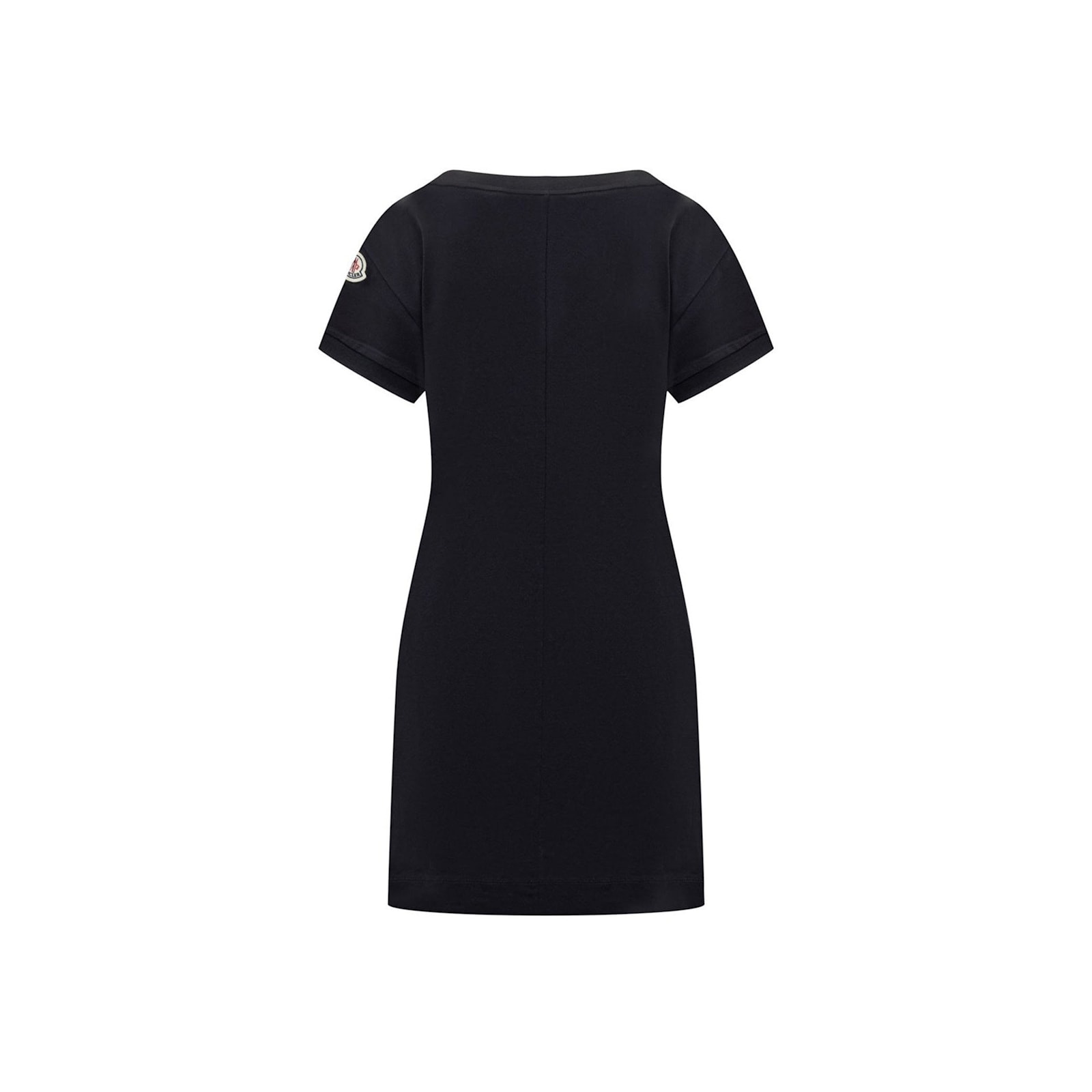 Shop Moncler Cotton Logo Mini Dress In Blue