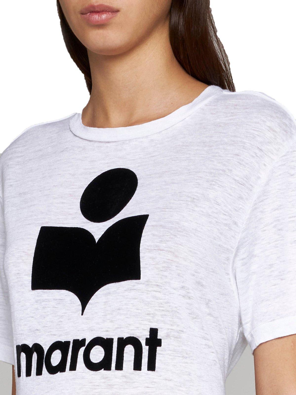 Shop Marant Etoile Logo-printed Crewneck T-shirt In White