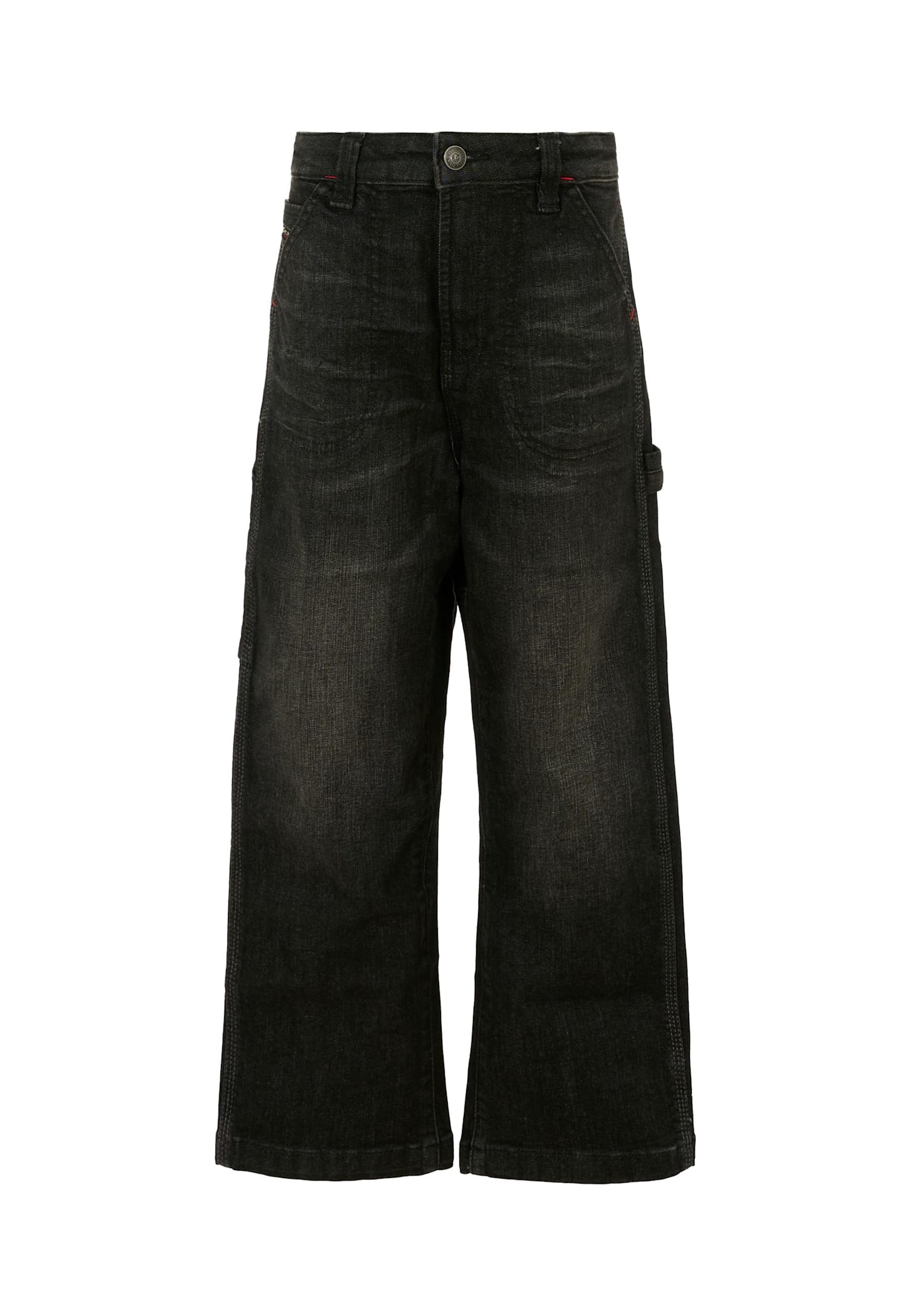 Diesel Black Trousers For Boy With Logo In Black