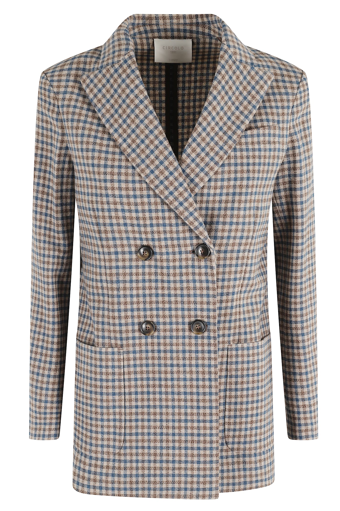 Circolo 1901 Gingham-check Double-breasted Blazer In Multi