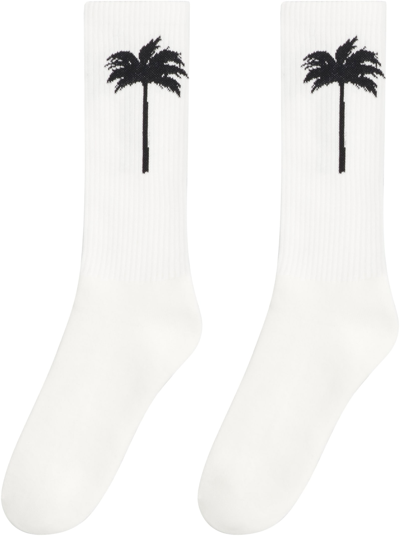 Shop Palm Angels Cotton Socks With Logo In White