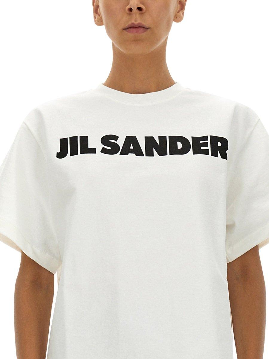 Shop Jil Sander Logo Printed Crewneck T-shirt In Natural