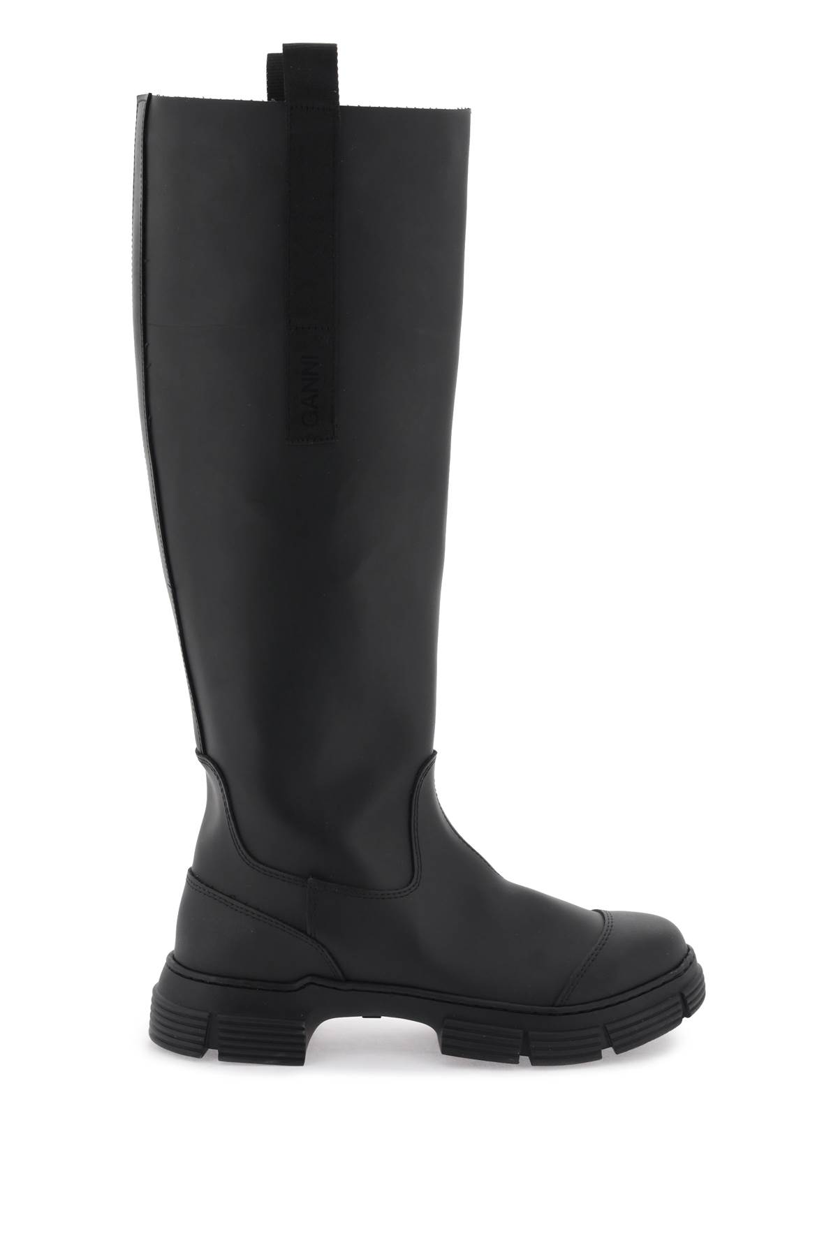 Shop Ganni Recycled Rubber Country Boots In Black (black)
