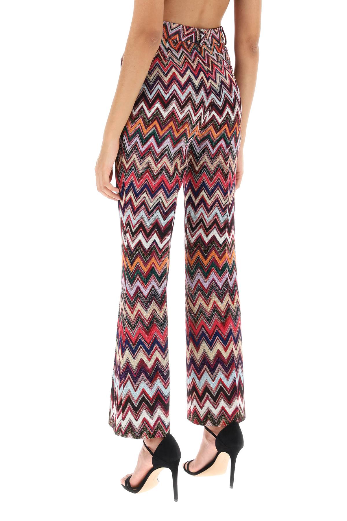 Shop Missoni Pants In Lurex Knit With Herringbone Motif In Pink