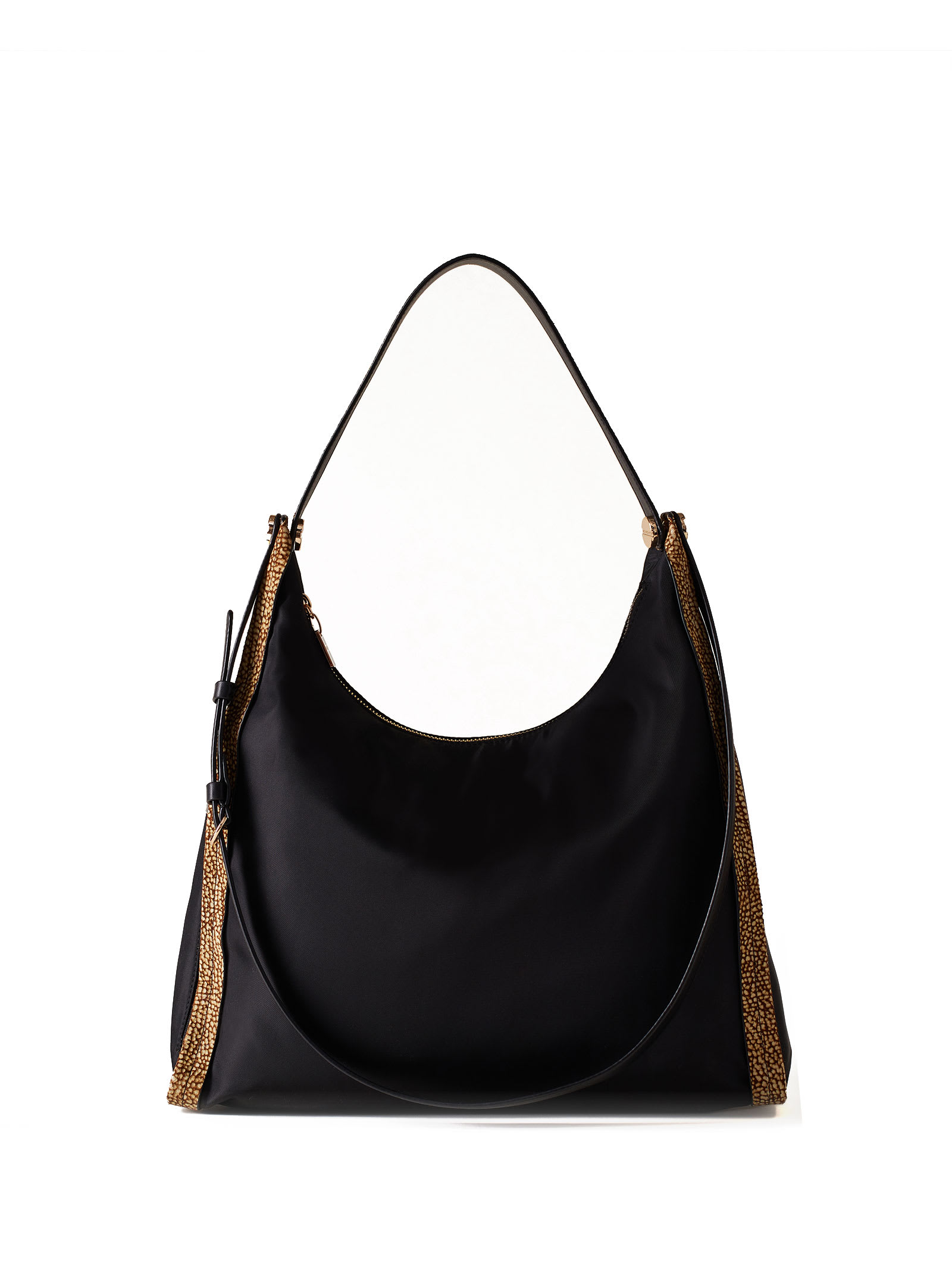 Borbonese Medium Black Hobo Shoulder Bag