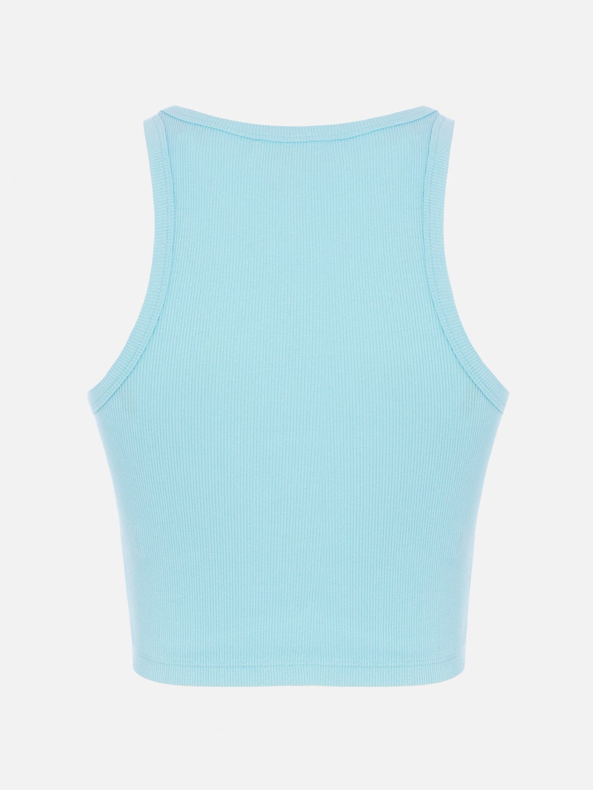 Mc2 Saint Barth Woman Rib-knit Cotton Crop Tank With Saint Barth Beach Club Embroidery In Green
