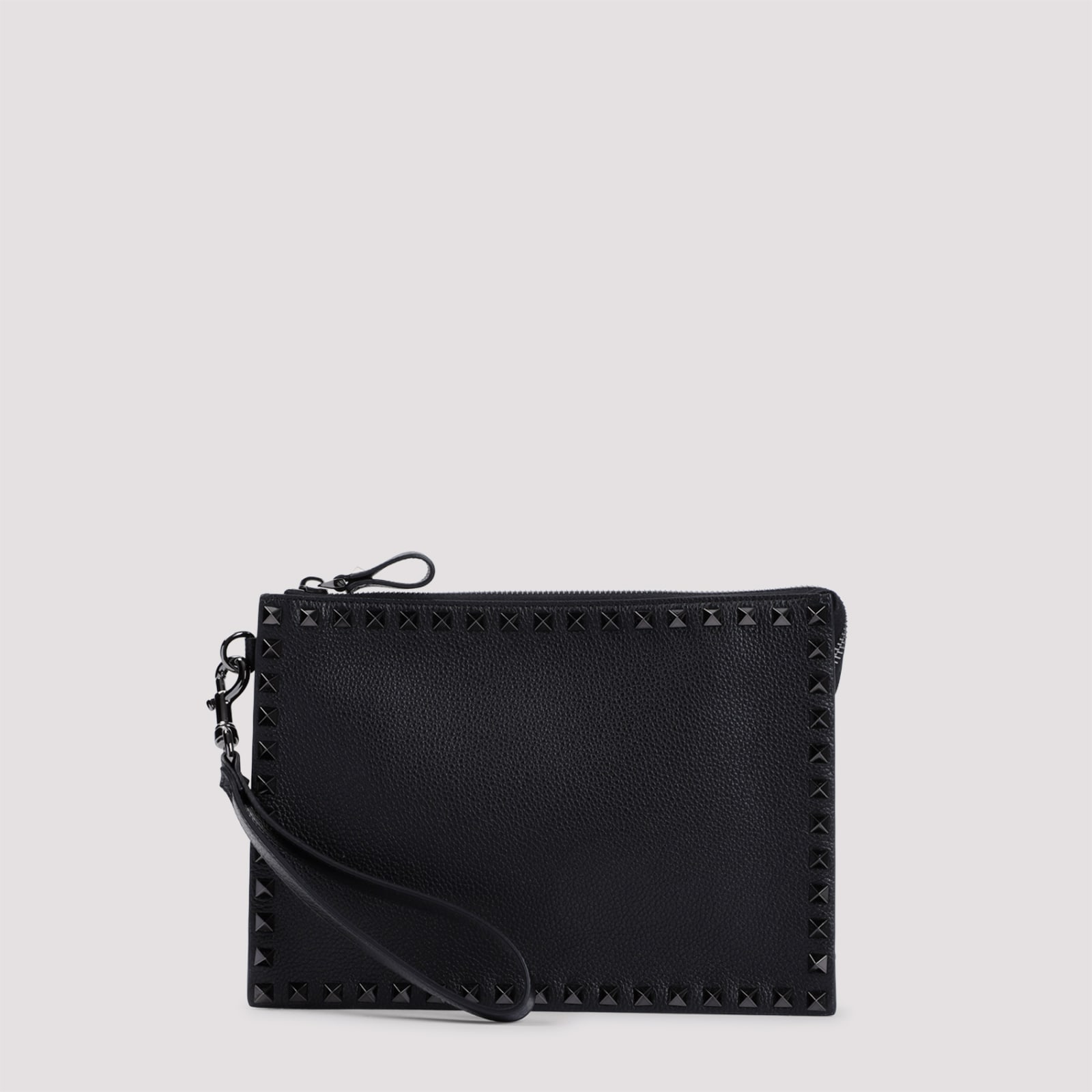 Shop Valentino Handle Flat Pouch In No Nero