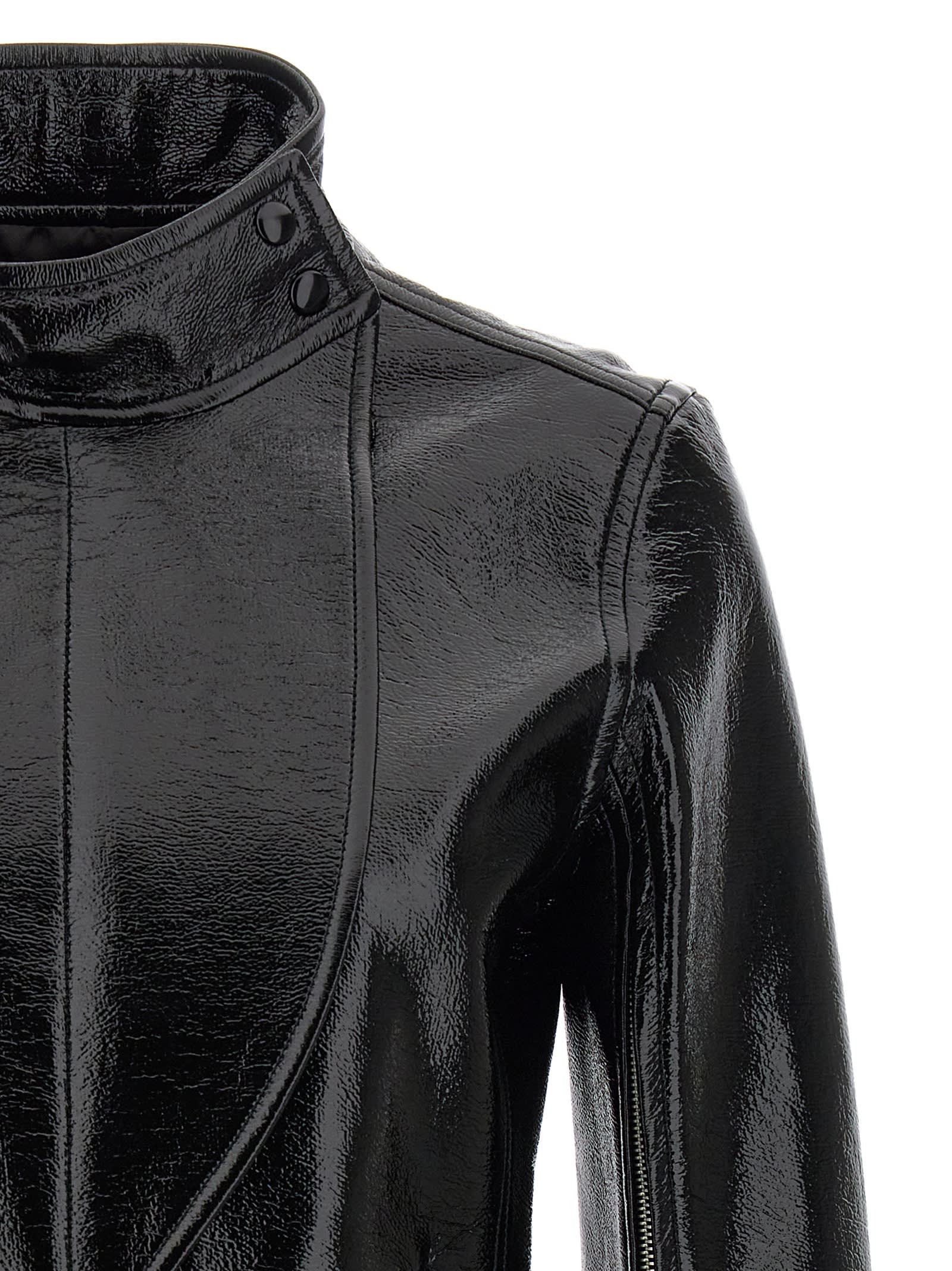 Shop Courrèges Motorcycle Vinyl Jacket In Black