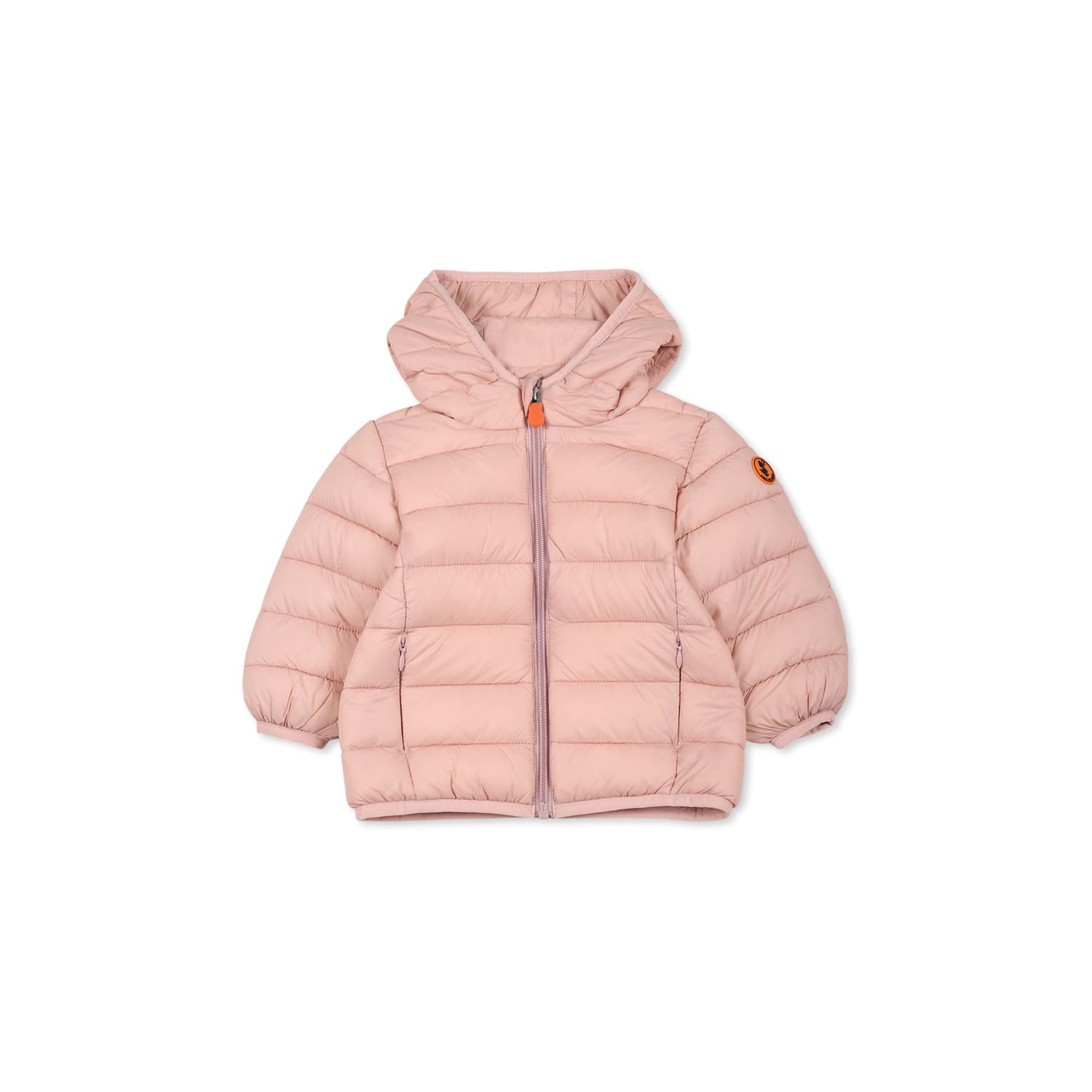 Save The Duck Pink Down Jacket For Baby Girl With Logo In Pink