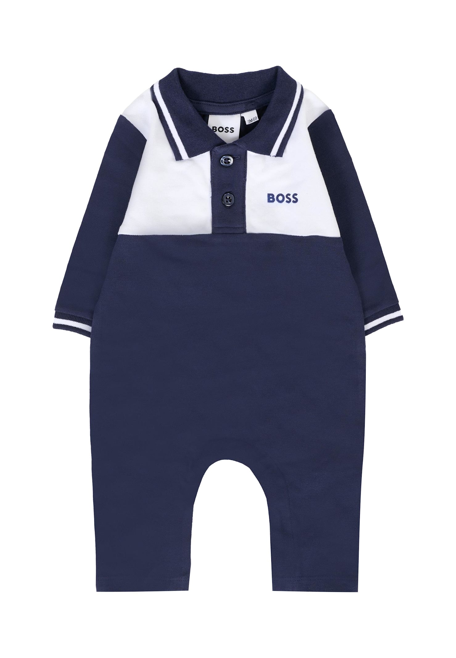 Hugo Boss Blue Babygrow For Baby Boy With Logo In Blue