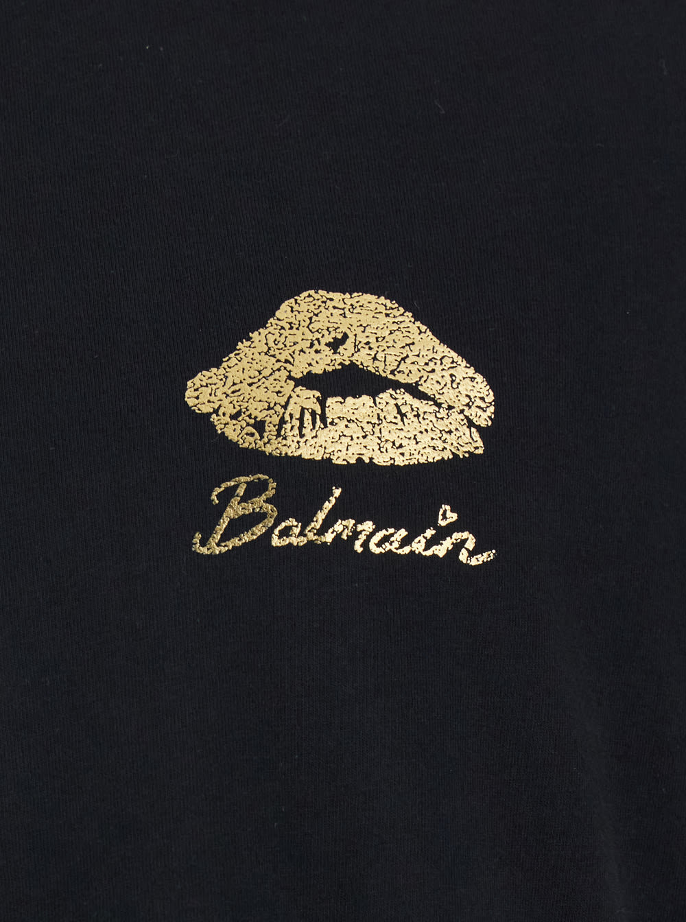 Shop Balmain Black Crewneck T-shirt With Logo Detail On The Front In Cotton Man