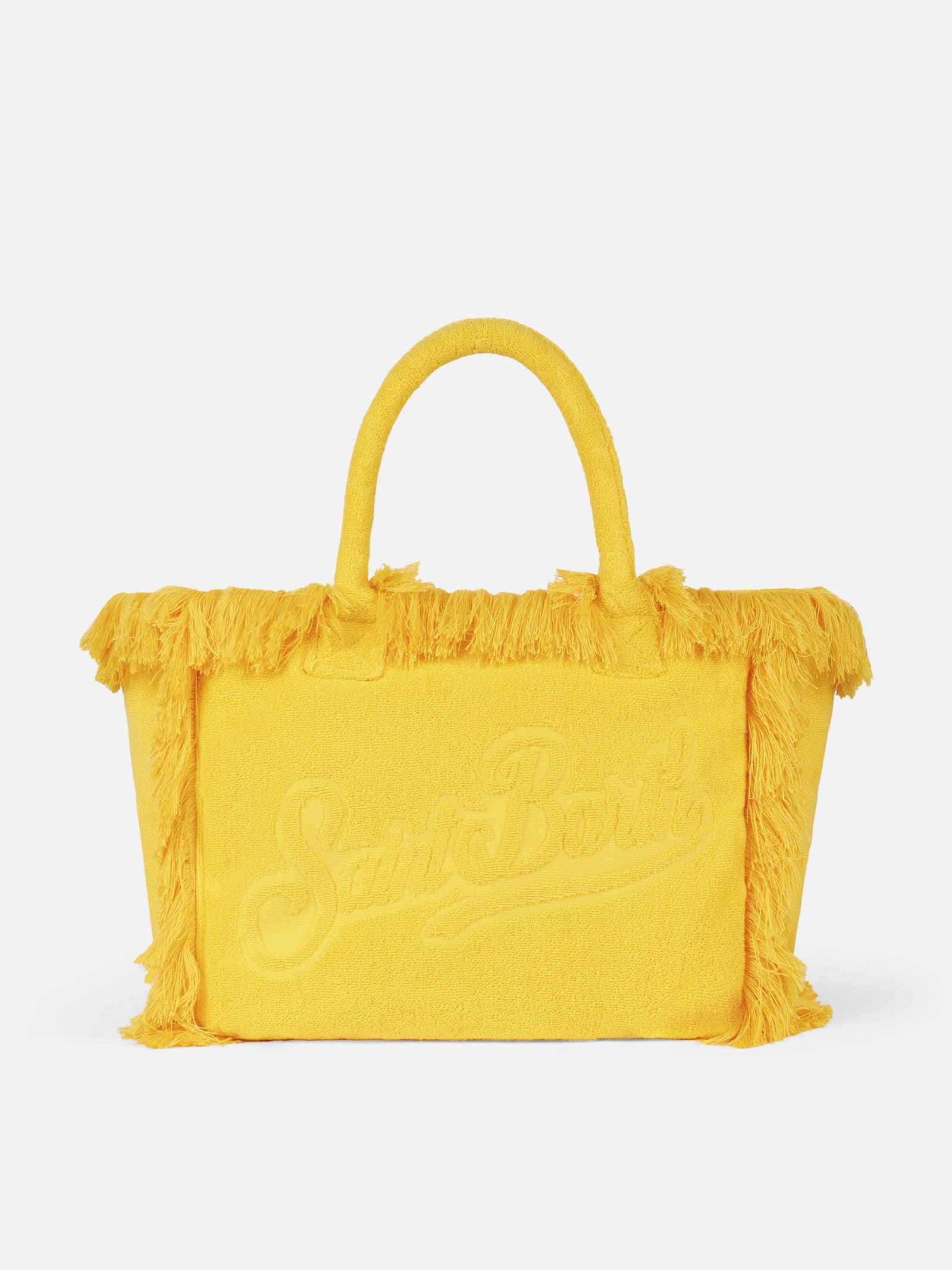 Mc2 Saint Barth Vanity Yellow Terry Shoulder Bag With Embossed Logo In Yellow