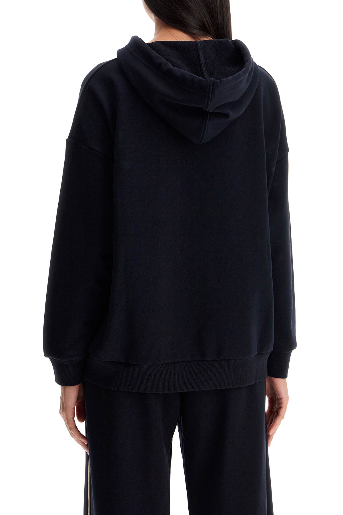 Shop Max Mara Hooded Sweatshirt With Piping In Blu (black)